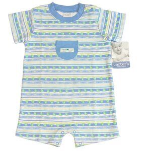 Carters - NWT 6-9mo blue & white romper